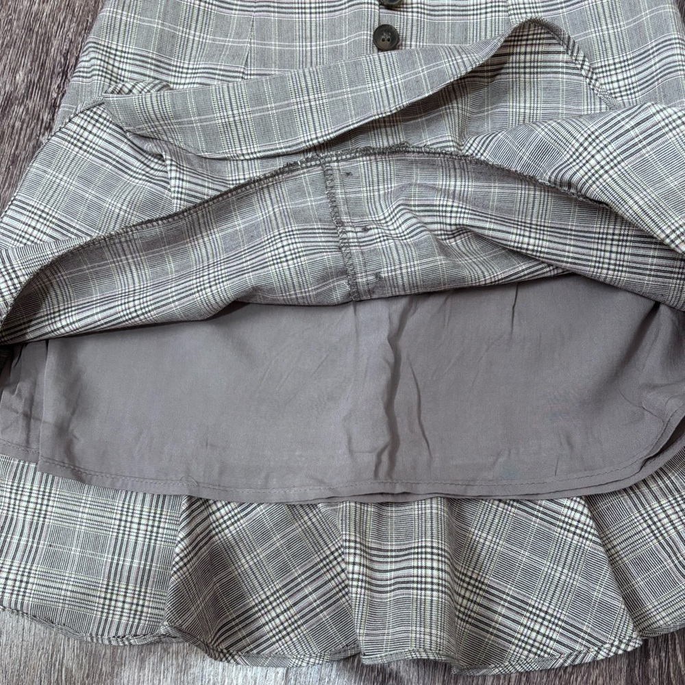 Plaid Ruffle Mini Skirt Academia High Waist Pleated Check - Picture 5 of 9
